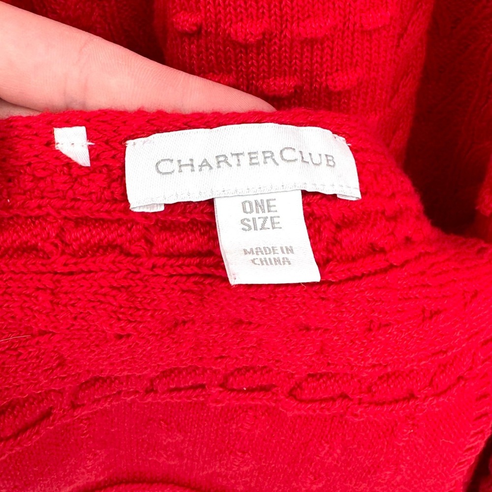 Charter Club Womens Red Cable Knit Sweater with Detachable Scarf Large - Picture 10 of 11